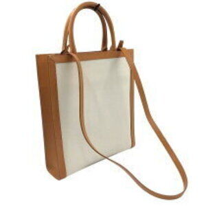 Celine Tan Leather Canvas Vertical Calf Natural Cabas